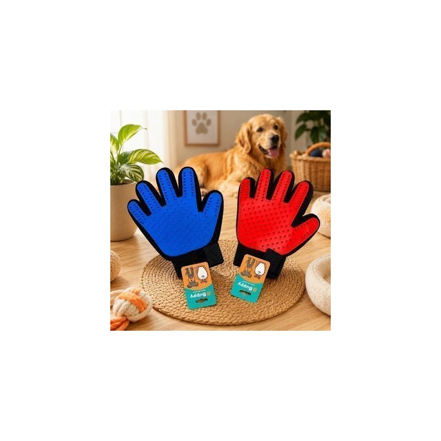 Luva Escova Pelos Pets TPR Poliéster 23cm Sortida Buddy Pet