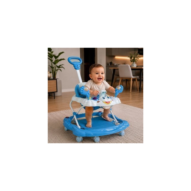 Andador Infantil com Empurrador Interativo - Azul